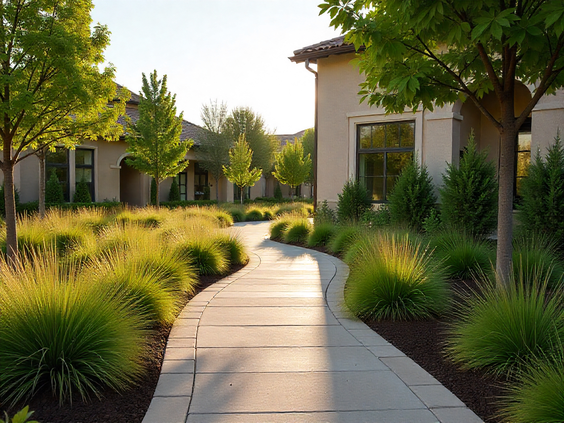 Espacio comercial con diseño de paisaje profesional